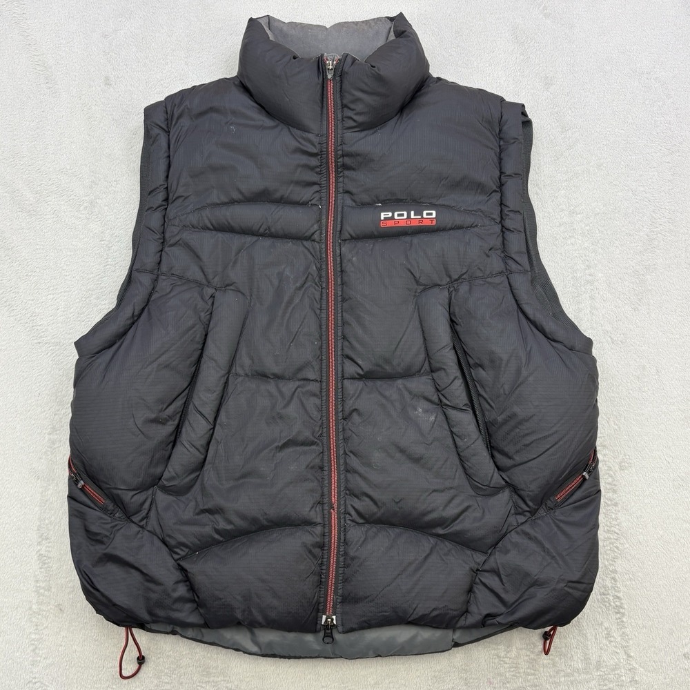 Polo Sport Ralph Lauren Vest Mens Large Black Puffer Down 67 Vintage Insulated